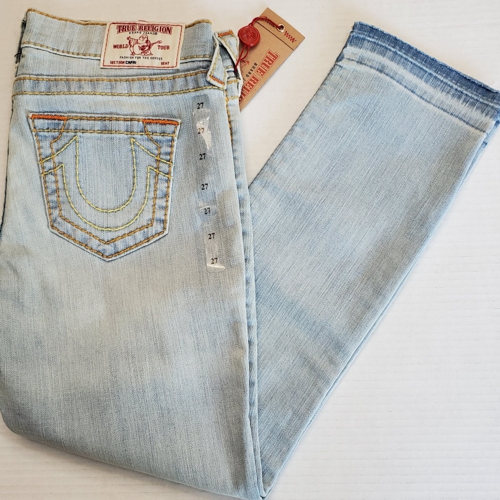 TRUE RELIGION BIG T CAPRI DAWN LIGHT JEANS SZ 27
